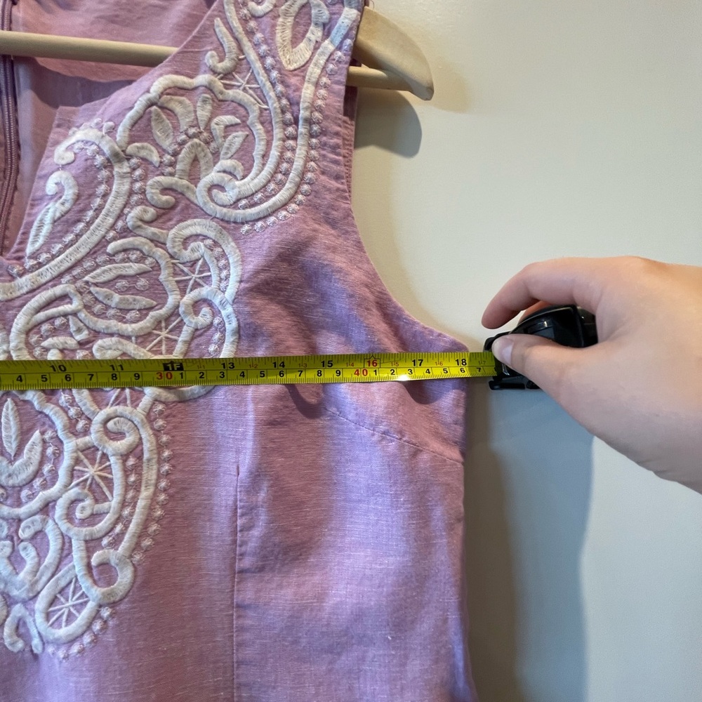 Talbots Linen and Cotton Pink Dress with White Detailing - Picture 4 of 9